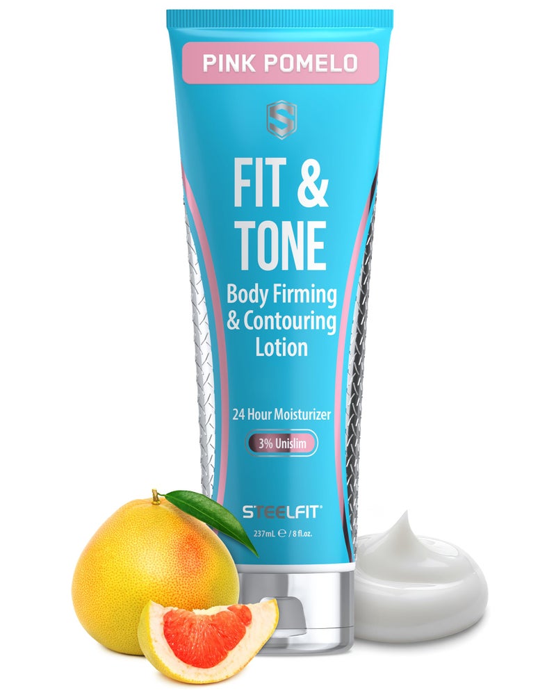 SteelFit Firming Body Lotion - Contouring & Skin Tightening Cream for Body - Firm & Tone Cellulite Remover for Legs Belly & Saggy Skin - Nourishing & Soothing with Shea & Cocoa Butter - Pink Pomelo - Image 1